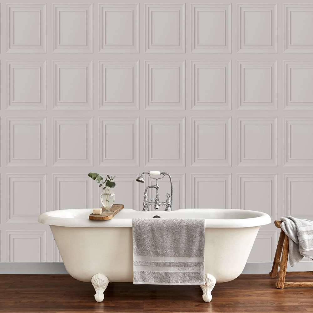 Redbrook Wood Panel Wallpaper 115256 by Laura Ashley in Dove Grey